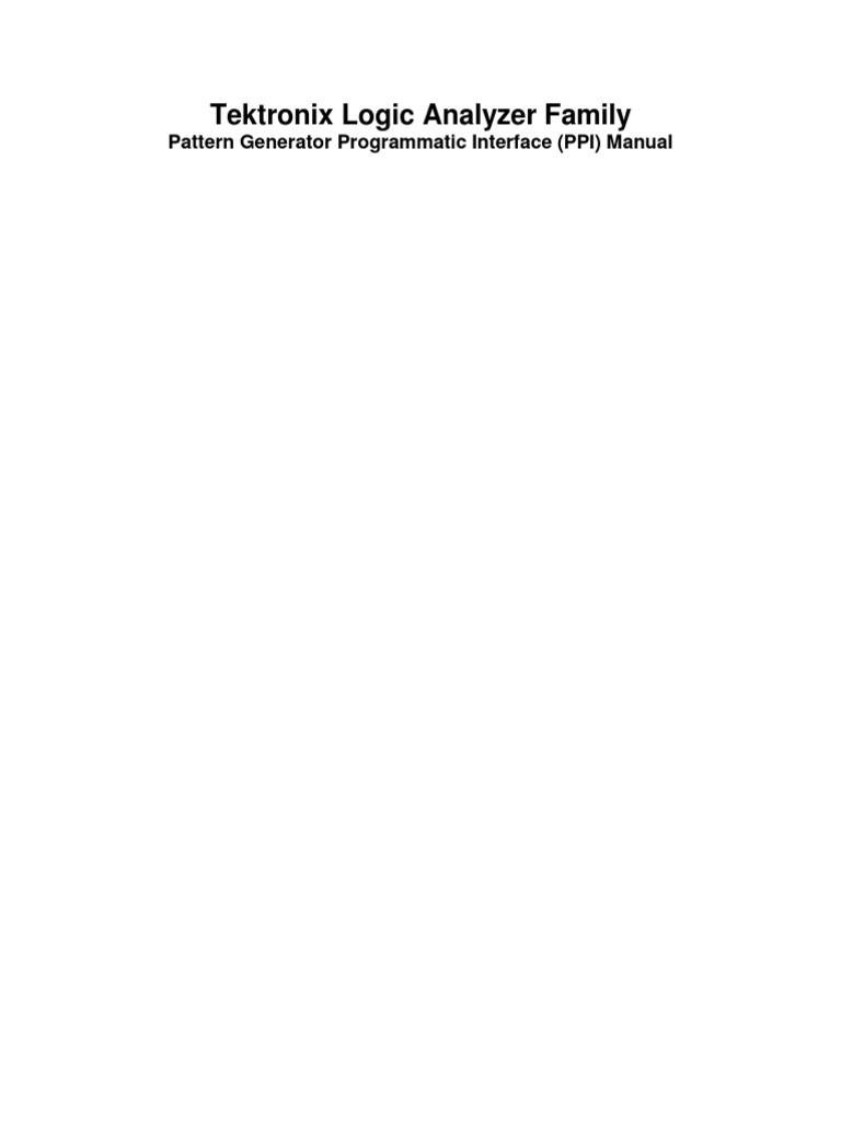 Tektronix Logic Analyzer Family: Pattern Generator Programmatic ...