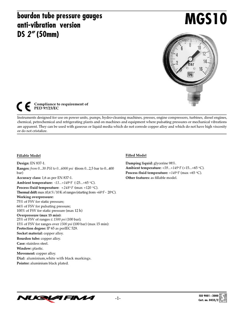 Industrial Pressure Gauge Guide | PDF