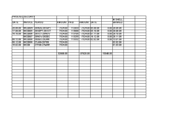 Proexec Security Invoice Summary | PDF