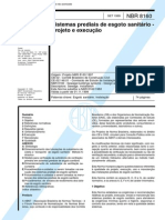Sistemas Prediais de Esgoto Sanitario - Projeto e Execucao NBR 08160 - 1999