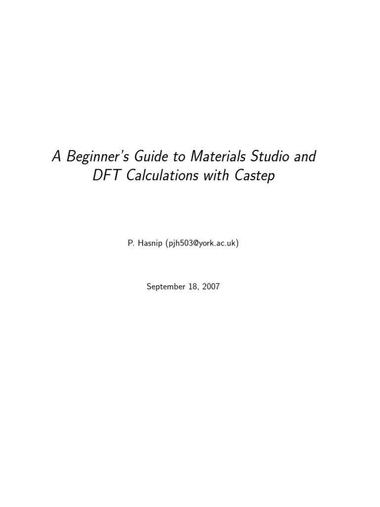 CASTEP Startup | Download Free PDF | Crystal Structure | Density ...