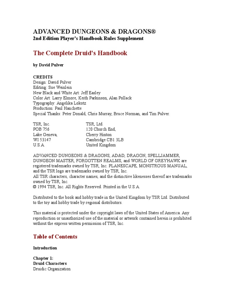 The Complete Druid's Handbook PDF Nature