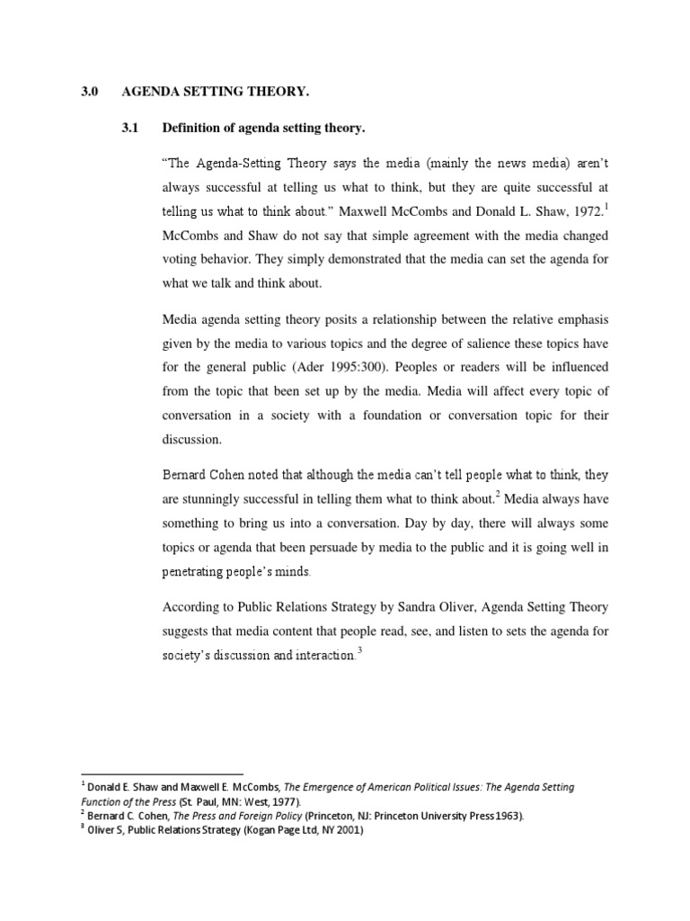 Agenda Setting Theory Assignment Pdf Framing Social Sciences Mass Media
