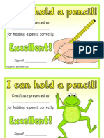 I Can Hold A Pencil!: Certificate Presented To For Holding A Pencil Correctly