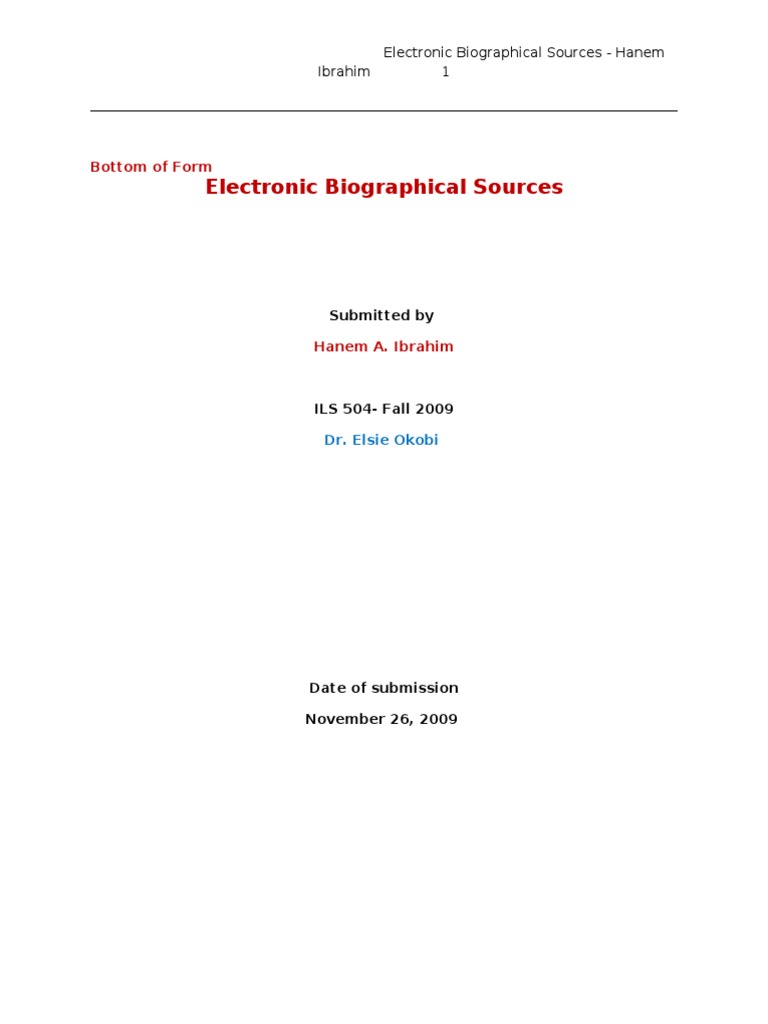 Electronic Biographical Sources: Bottom of Form | PDF | Encyclopedias ...