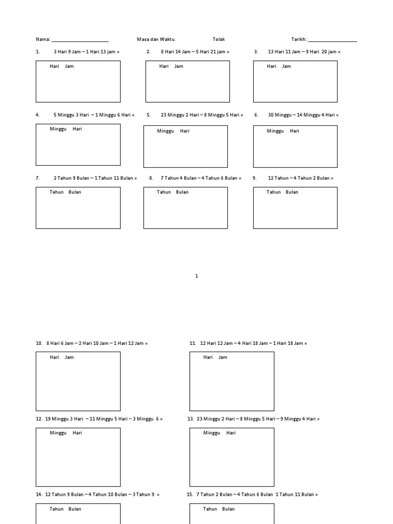 Tolak Masa Dan Waktu Tahun 4 Kssr Pdf