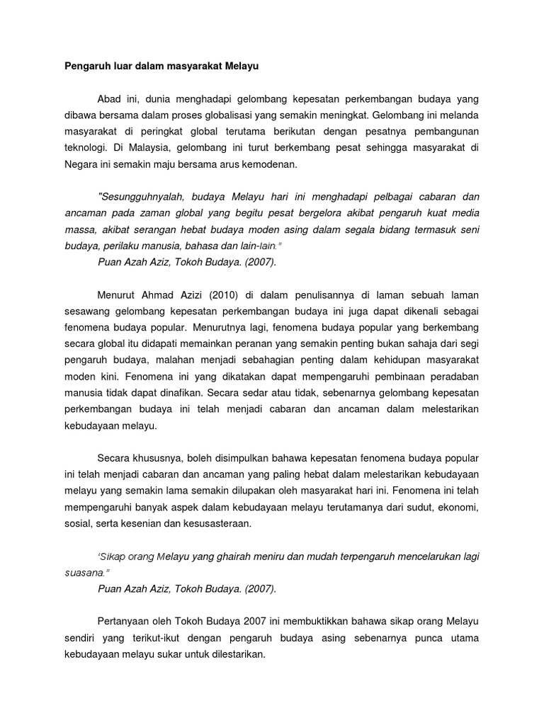 Pengaruh Luar Dalam Masyarakat Melayu Pdf