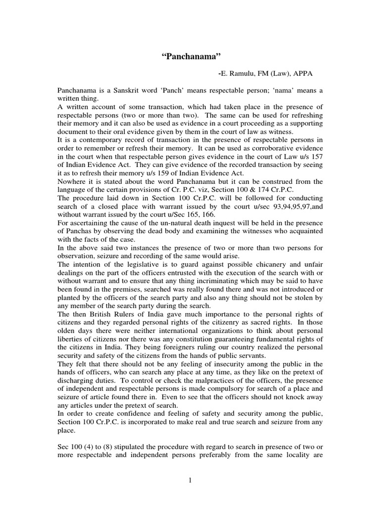 Understanding Panchanama in Law | PDF | Social Science