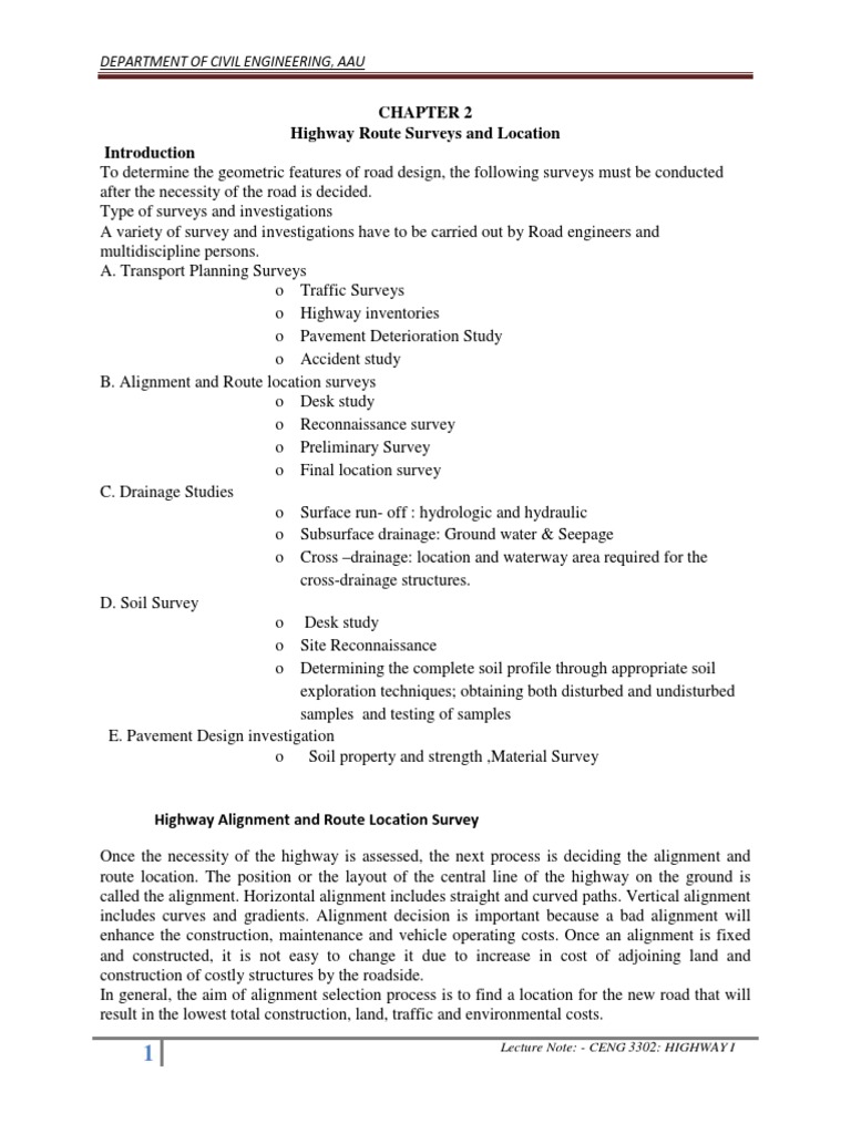 Highway Route Survey Guidelines | PDF | Surveying | Topography