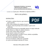 PROVA QUIMICA Seleção Mestrado 2009 2 PDF