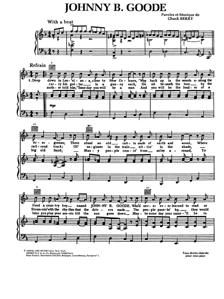 Chuck Berry Johnny B Goode Piano
