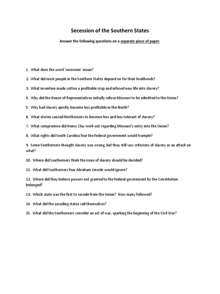 Southern States Secession Explained | PDF