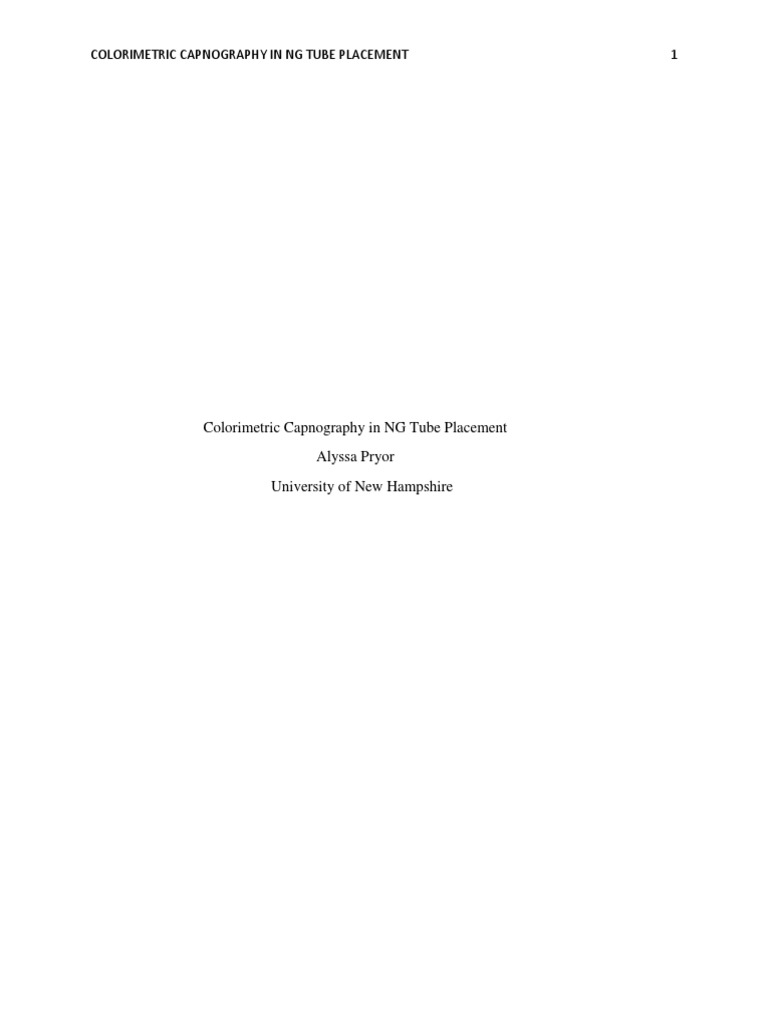 Colorimetric Capnography in NG Tube Placement Meta Analysis Health Care