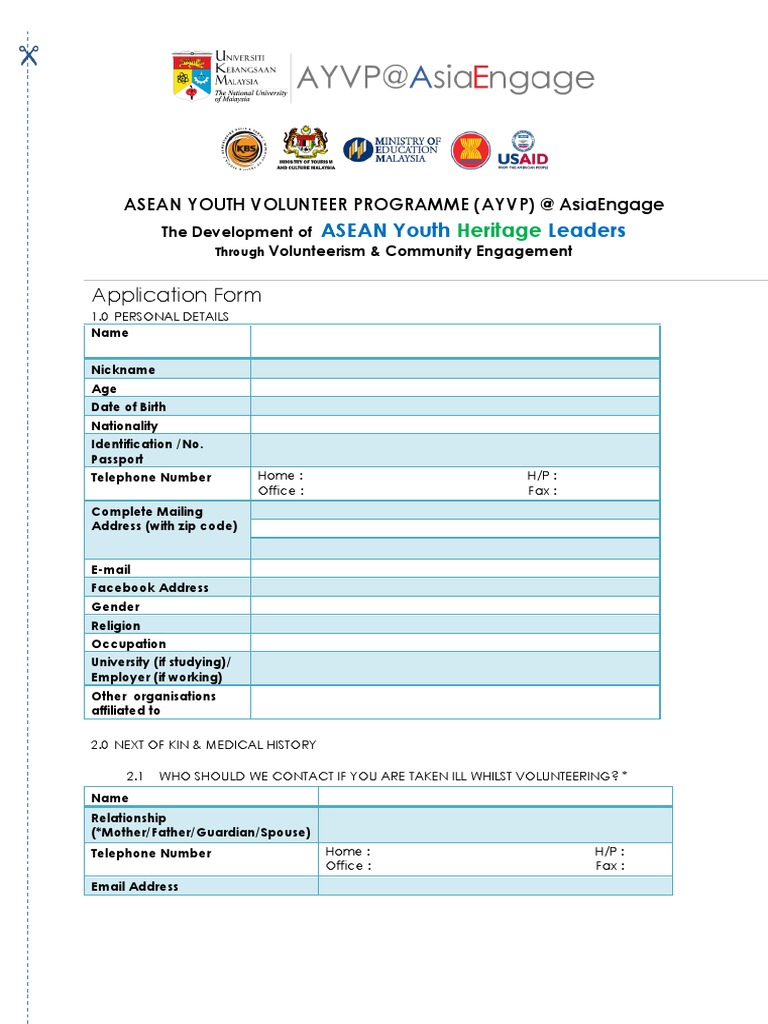 ASEAN Youth Heritage Leaders Programme Application Form | PDF
