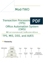Transaction Processing System (TPS) Office Automation System (OAS)