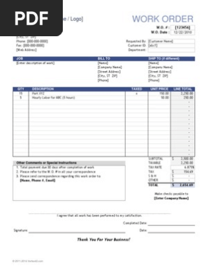 Work Order Template
