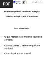 Máximo equilíbrio aeróbio na natação