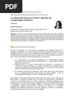 PALESTRA- La Educación Ética en El Perú. Aportes de La Psicología Evolutiva, de Susana Frisancho