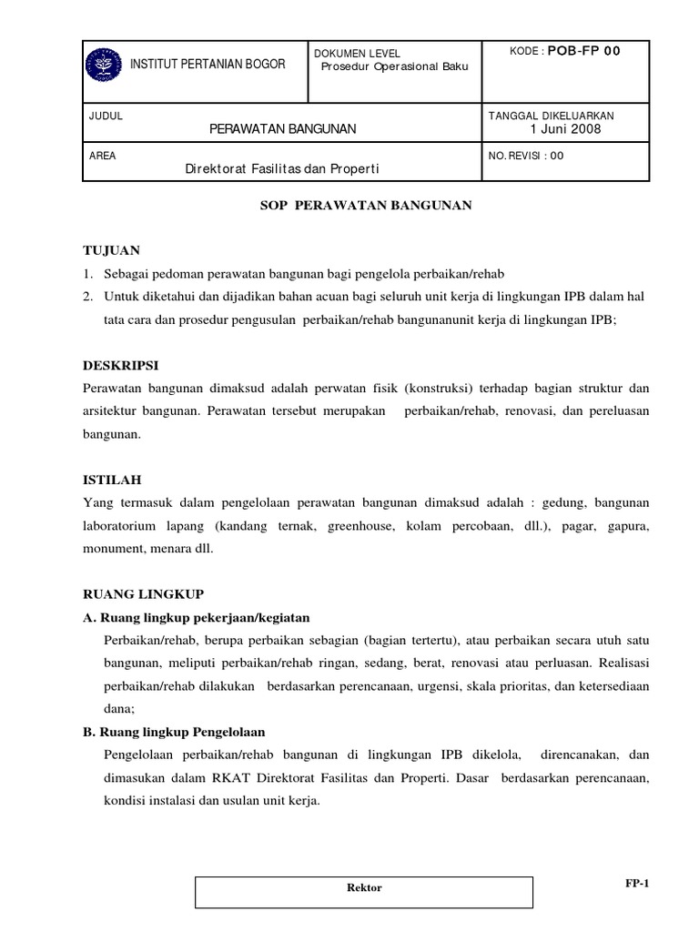 SOP Perawatan dan Rehab Bangunan | PDF