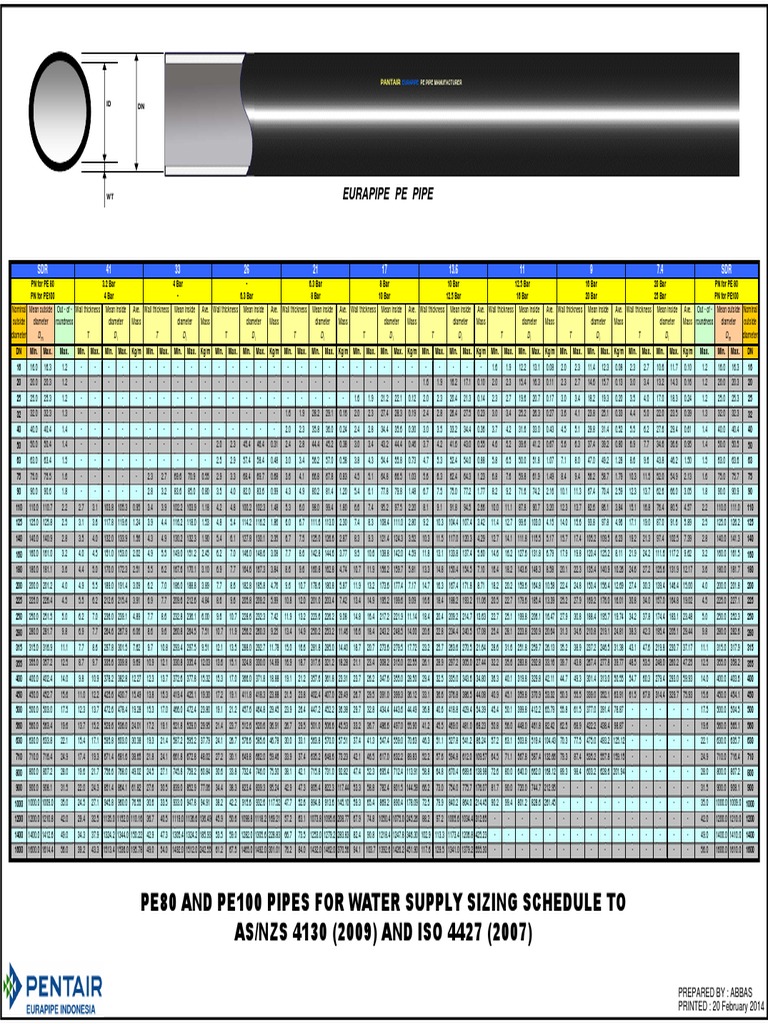 Pe100 Pipe Standard Asnzs4130 2009 and Iso4427 2007 | Home Appliance