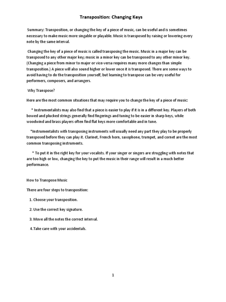 A StepbyStep Guide to Transposing Music Accurately Through Changing
