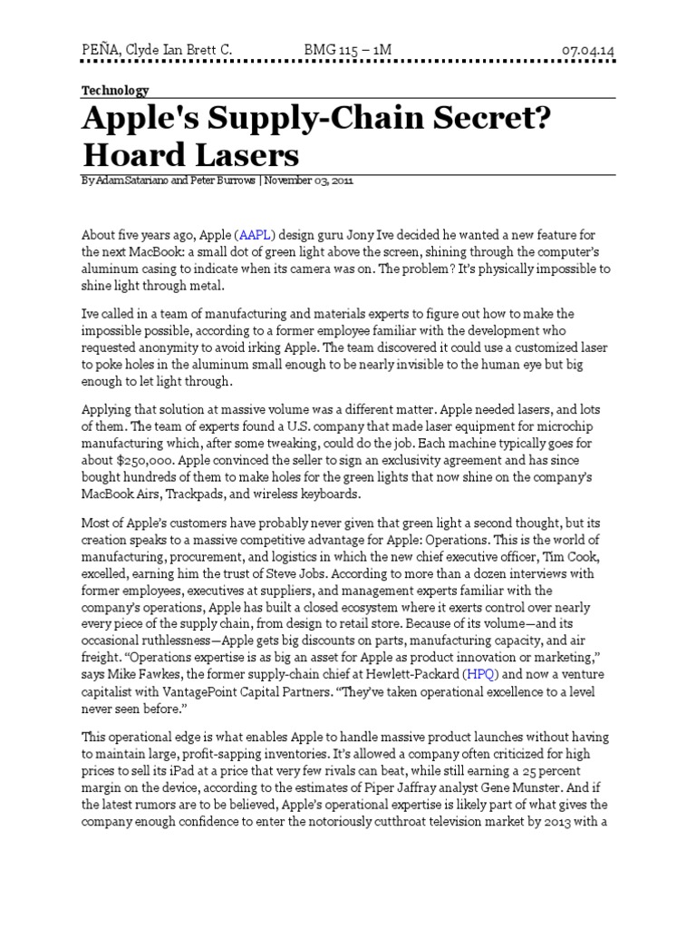 Apple's Supply Chain Secret | PDF | Apple Inc. | Supply Chain