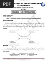 ME2401 Mechatronics Notes