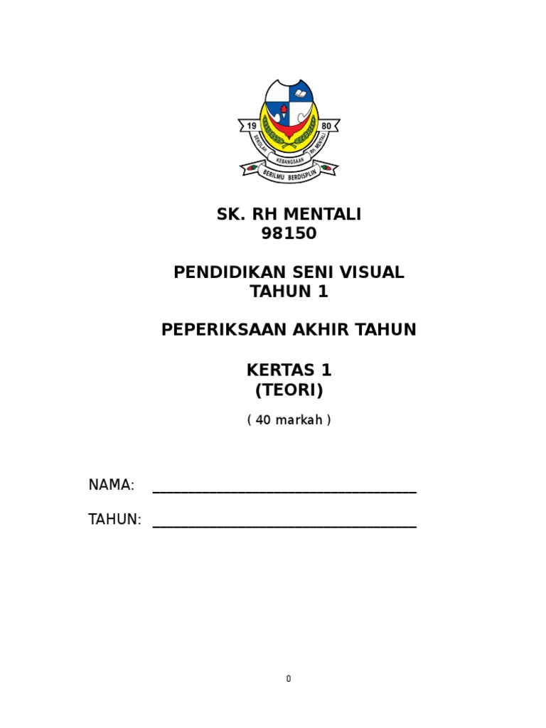 Kertas (1 & 2) Soalan Tahun 1 Psv