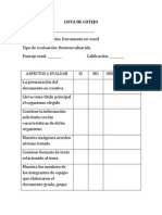 Lista de Cotejo para Evaluar Un Documento en Word