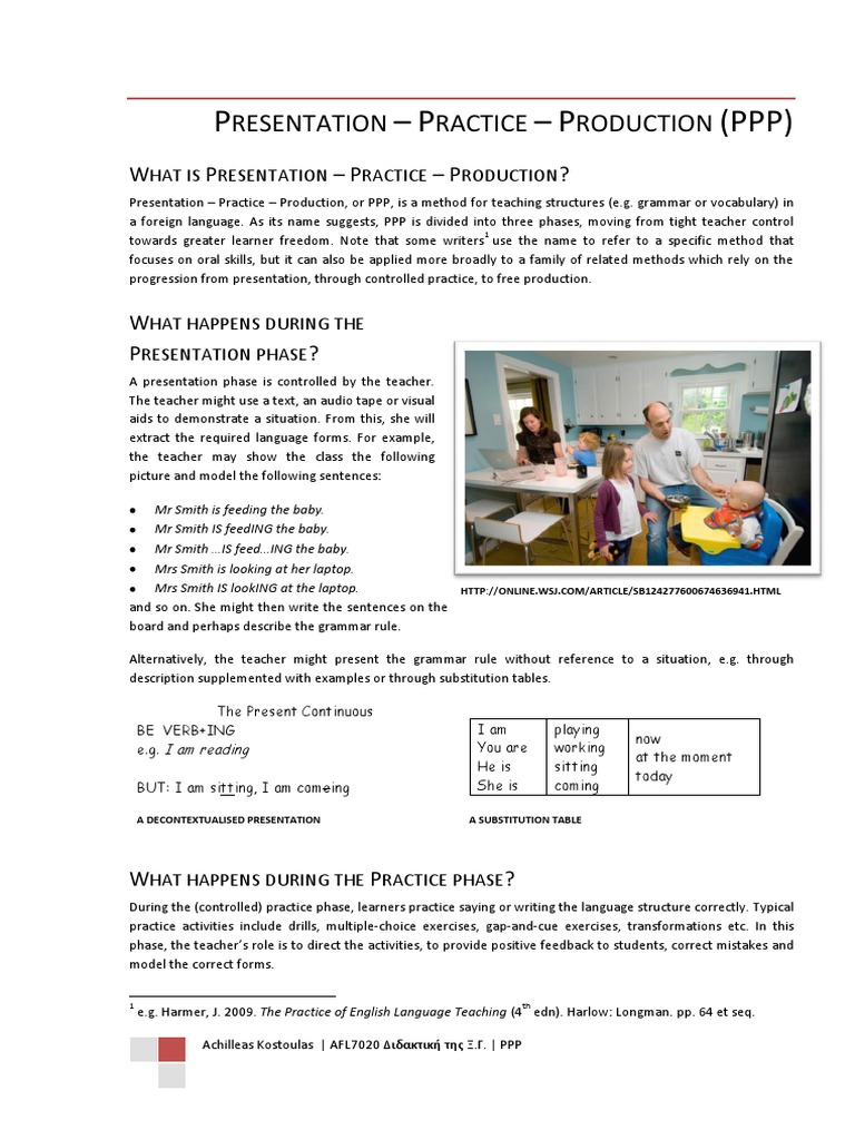 ppp presentation practice and production examples