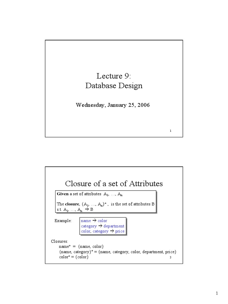 Database Design: Wednesday, January 25, 2006 | PDF | Data Management ...