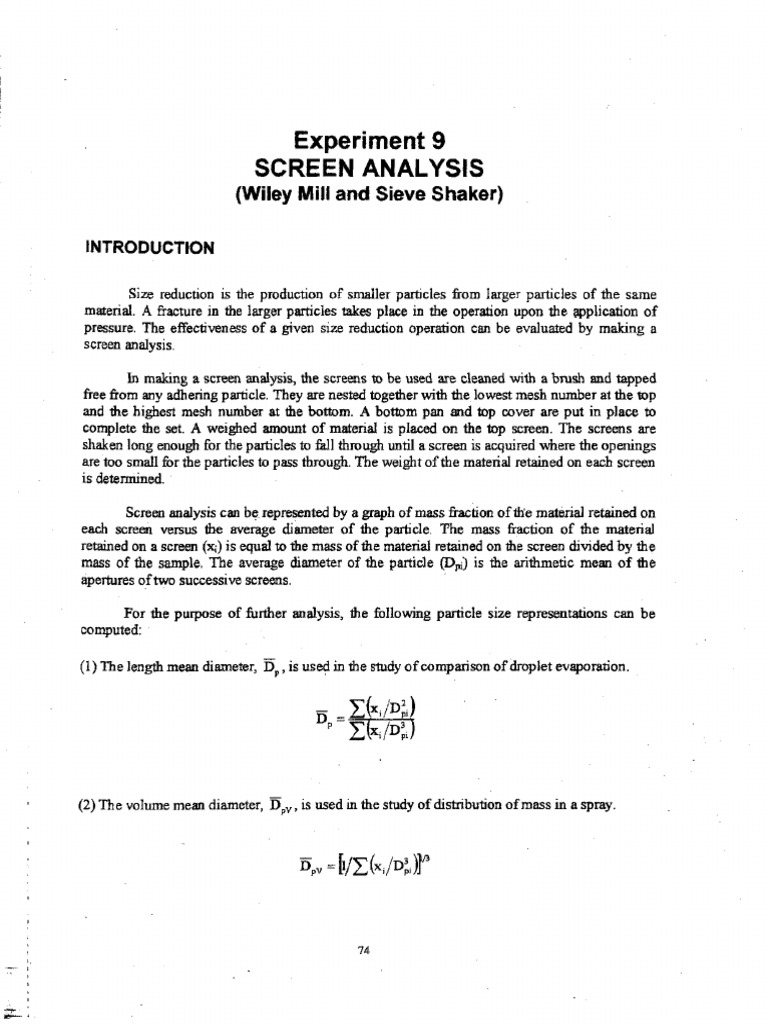Lecture 1 Screen Analysis PDF Mass Chemistry