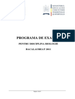 Programa Bac 2011 Biologie