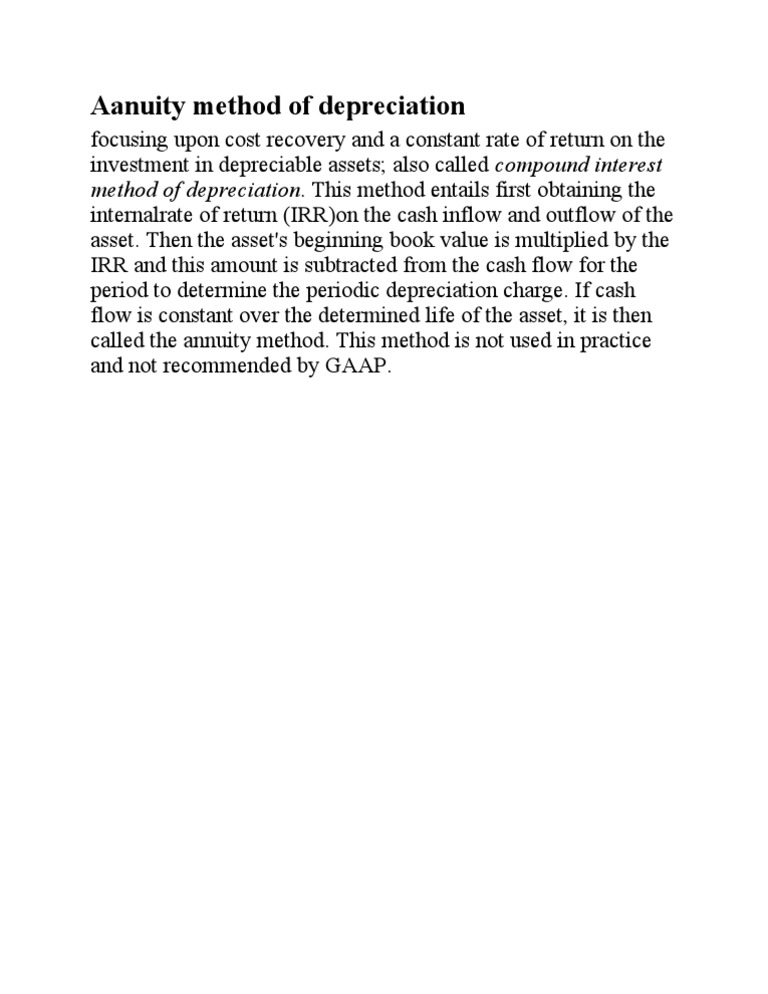 Aanuity Method of Depreciation | PDF