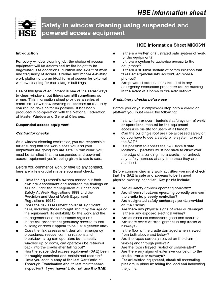 Window Cleaning Safety Guideline Occupational Safety And Health