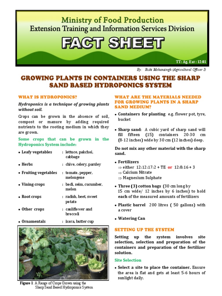 Hydroponic Factsheet 2013 Hydroponics Fertilizer