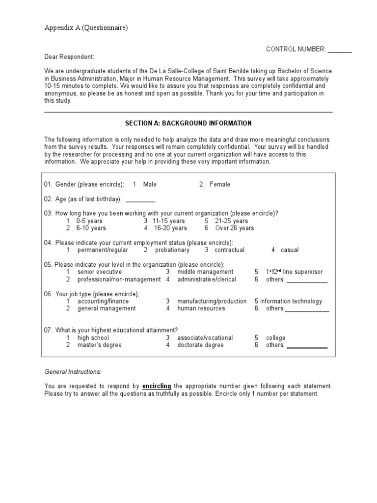 HR Management Survey Questionnaire | PDF | Survey Methodology