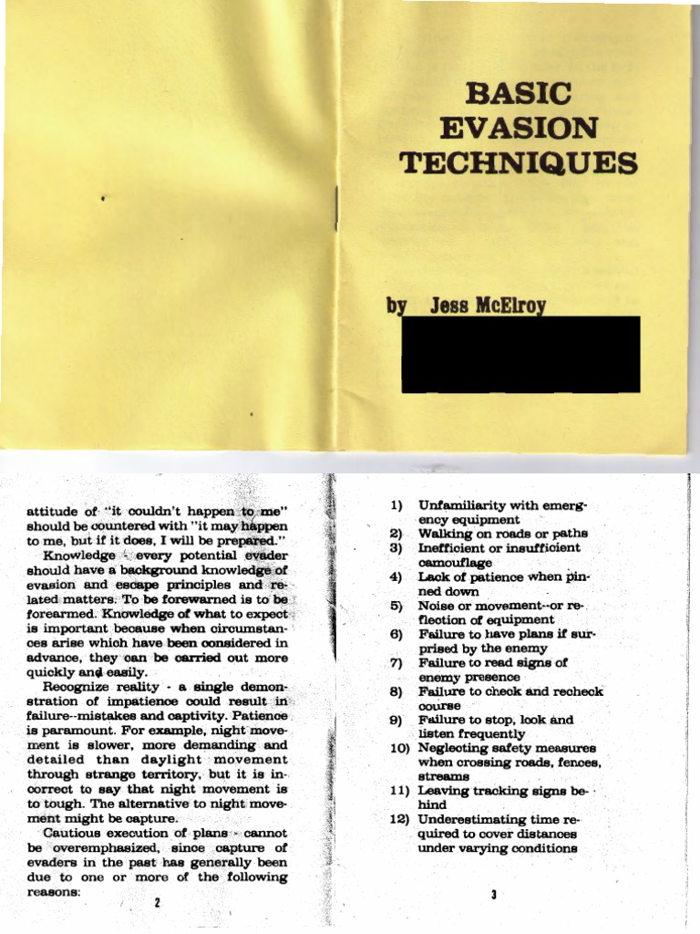 Basic SERE Evasion Techniques (1970s) Valley Earth & Life Sciences