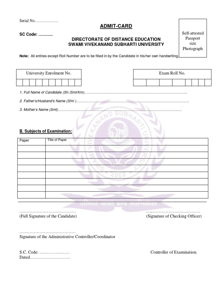 Admit Card | PDF