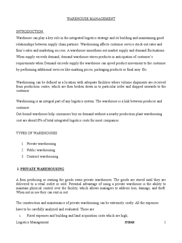 5 Warehouse Management Warehouse Microeconomics