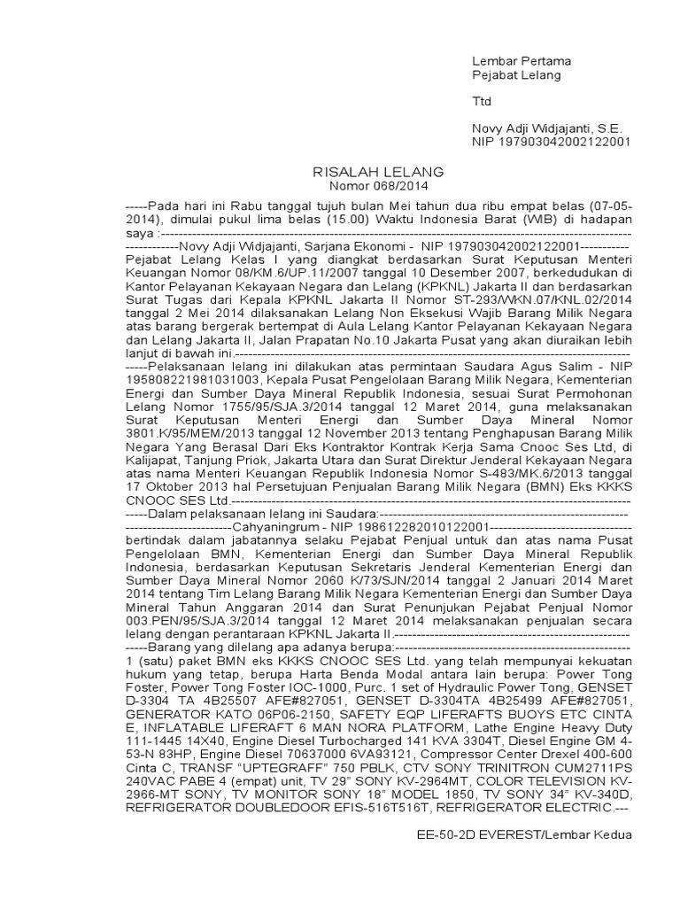 Contoh Surat Permohonan Lelang Bmn Ke Kpknl