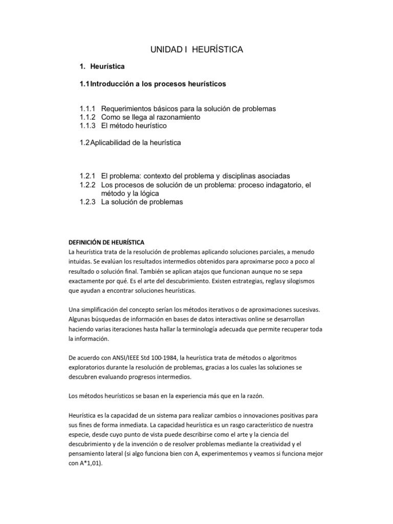 1 Heuristica | PDF | Heurístico | Metodología