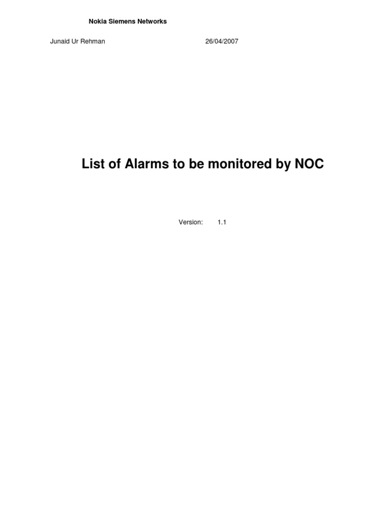 NOC Alarms PDF Electrical Engineering Electronics