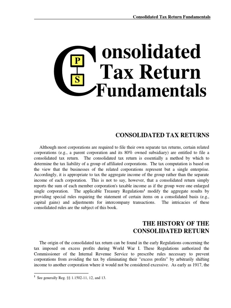 Consolidated Tax Return Fundamentals | Taxation In The United States