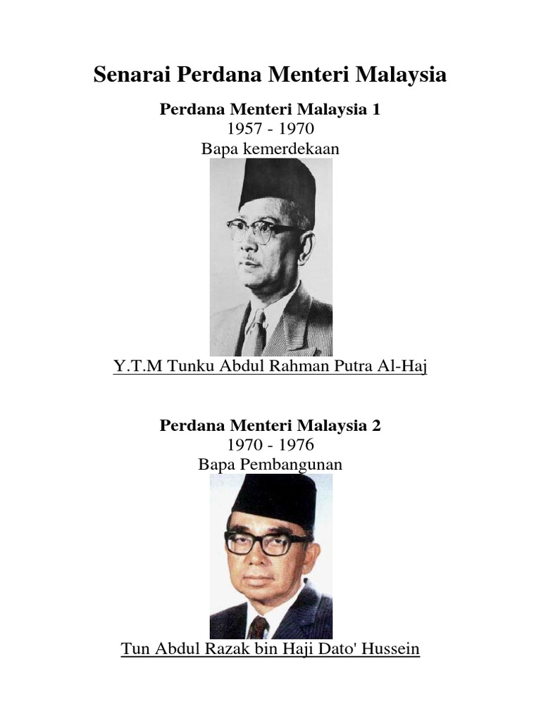 Senarai Perdana Menteri Malaysia Pdf