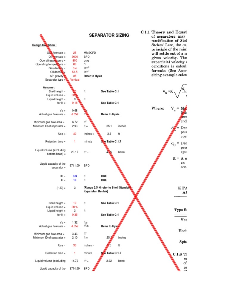 Separator Sizing and Design Conditions | PDF | Barrel (Unit) | Gases