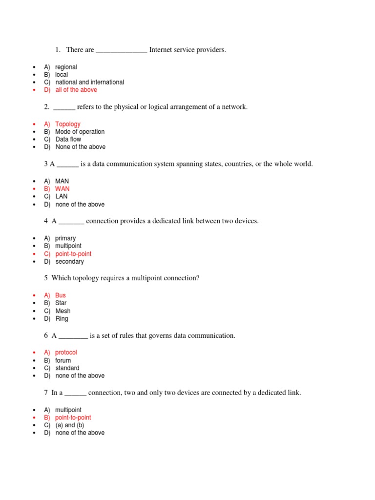 MCQS Computer Network PDF Osi Model Computer Network