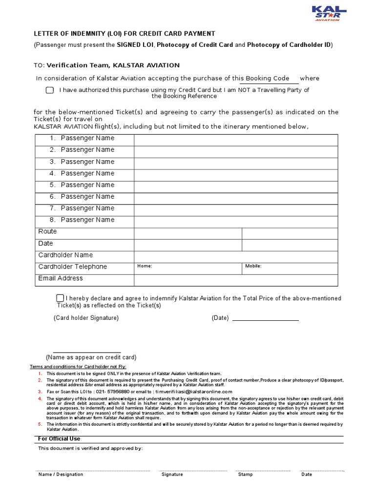 Indemnity Letter Meaning