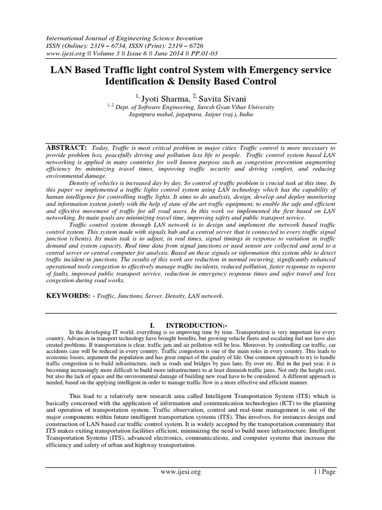 LAN Based Traffic Light Control System With Emergency Service