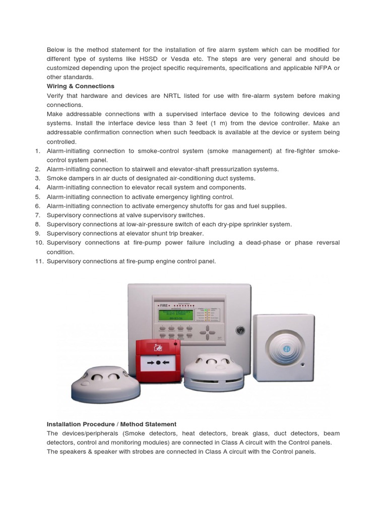 Method of Statement For Addressable Fire Alarm System | PDF | Cable ...